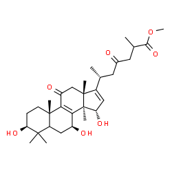ChemSpider 2D Image | Methyl (3beta,5xi,7beta,15alpha)-3,7,15-trihydroxy-11,23-dioxolanosta-8,16-dien-26-oate | C31H46O7