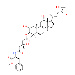 ChemSpider 2D Image | Methyl N-[(3R)-3-hydroxy-3-methyl-5-oxo-5-{[(2alpha,3beta,12alpha,24R)-2,12,24,25-tetrahydroxylanost-8-en-3-yl]oxy}pentanoyl]-L-phenylalaninate | C46H71NO10