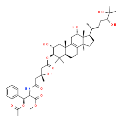 ChemSpider 2D Image | Methyl (betaS)-beta-acetoxy-N-[(3R)-3-hydroxy-3-methyl-5-oxo-5-{[(2alpha,3beta,12alpha,24R)-2,12,24,25-tetrahydroxylanost-8-en-3-yl]oxy}pentanoyl]-L-phenylalaninate | C48H73NO12