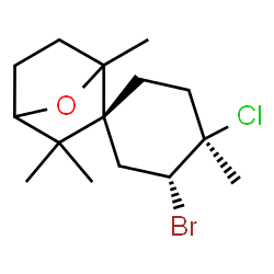 ChemSpider 2D Image | (2R,3'R,4'R)-3'-Bromo-4'-chloro-1,3,3,4'-tetramethyl-7-oxaspiro[bicyclo[2.2.1]heptane-2,1'-cyclohexane] | C15H24BrClO