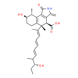 ChemSpider 2D Image | (4S,5R,8R,9R)-8-Hydroxy-5-[(2E,4E,6E,9R)-9-hydroxy-8-methyl-2,4,6-undecatrien-2-yl]-5,9-dimethyl-3-methylene-1-oxo-2,3,4,5,6,7,8,9-octahydro-1H-benzo[e]isoindole-4-carboxylic acid | C28H37NO5