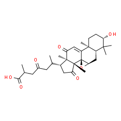 ChemSpider 2D Image | (3beta,7alpha,8alpha)-3-Hydroxy-12,15,23-trioxo-7,8-epoxylanost-9(11)-en-26-oic acid | C30H42O7