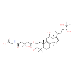 ChemSpider 2D Image | N-(3-Hydroxy-3-methyl-5-oxo-5-{[(2alpha,3beta,5xi,12alpha,24R)-3,12,24,25-tetrahydroxylanost-8-en-2-yl]oxy}pentanoyl)glycine | C38H63NO10