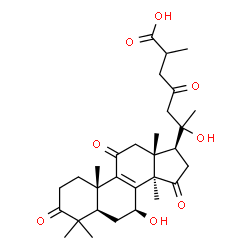 ChemSpider 2D Image | (7beta,20R)-7,20-Dihydroxy-3,11,15,23-tetraoxolanost-8-en-26-oic acid | C30H42O8