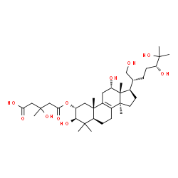 ChemSpider 2D Image | 3-Hydroxy-3-methyl-5-oxo-5-{[(2alpha,3beta,12alpha,24R)-3,12,21,24,25-pentahydroxylanost-8-en-2-yl]oxy}pentanoic acid | C36H60O10