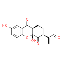 ChemSpider 2D Image | 2-[(3R,4aR,9aR)-4a,7-Dihydroxy-4,9-dioxo-2,3,4,4a,9,9a-hexahydro-1H-xanthen-3-yl]acrylaldehyde | C16H14O6