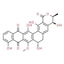 ChemSpider 2D Image | (3S,4S,7S)-4,7,10,15,16-Pentahydroxy-8-methoxy-3-methyl-3,4,6,7-tetrahydro-1H-tetraceno[2,1-g]isochromene-1,9,14-trione | C27H20O10