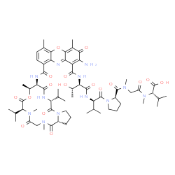ChemSpider 2D Image | N-[(2-Amino-9-{[(6S,9S,10R,13R,18aR)-6,13-diisopropyl-2,5,9-trimethyl-1,4,7,11,14-pentaoxohexadecahydro-1H-pyrrolo[2,1-i][1,4,7,10,13]oxatetraazacyclohexadecin-10-yl]carbamoyl}-4,6-dimethyl-3-oxo-3H-p
henoxazin-1-yl)carbonyl]-D-threonyl-D-valyl-D-prolyl-N-methylglycyl-N-methyl-L-valine | C62H88N12O17