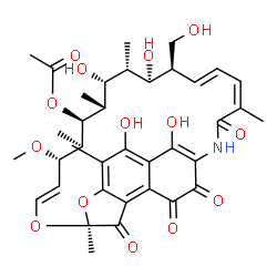 ChemSpider 2D Image | (7S,9E,11S,12R,13S,14R,15R,16R,17S,18R,19E,21Z)-2,15,17,29-Tetrahydroxy-18-(hydroxymethyl)-11-methoxy-3,7,12,14,16,22-hexamethyl-6,23,26,27-tetraoxo-8,30-dioxa-24-azatetracyclo[23.3.1.1~4,7~.0~5,28~]t
riaconta-1(28),2,4,9,19,21,25(29)-heptaen-13-yl acetate | C37H45NO14