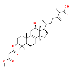 ChemSpider 2D Image | (3alpha,12beta,25S)-12-Hydroxy-3-[(3-methoxy-3-oxopropanoyl)oxy]-24-methylenelanost-8-en-26-oic acid | C35H54O7