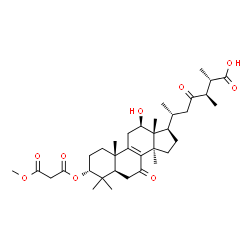 ChemSpider 2D Image | (3alpha,12beta,24R,25S)-12-Hydroxy-3-[(3-methoxy-3-oxopropanoyl)oxy]-24-methyl-7,23-dioxolanost-8-en-26-oic acid | C35H52O9