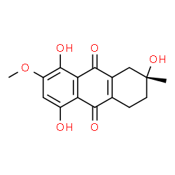 ChemSpider 2D Image | (2R)-2,5,8-Trihydroxy-7-methoxy-2-methyl-1,2,3,4-tetrahydro-9,10-anthracenedione | C16H16O6