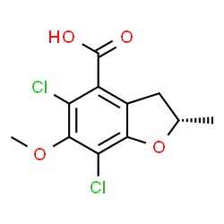 ChemSpider 2D Image | (2S)-5,7-Dichloro-6-methoxy-2-methyl-2,3-dihydro-1-benzofuran-4-carboxylic acid | C11H10Cl2O4