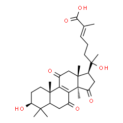 ChemSpider 2D Image | (3beta,5xi,20R,24E)-3,20-Dihydroxy-7,11,15-trioxolanosta-8,24-dien-26-oic acid | C30H42O7