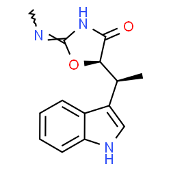 ChemSpider 2D Image | (2E,5R)-5-[(1S)-1-(1H-Indol-3-yl)ethyl]-2-(methylimino)-1,3-oxazolidin-4-one | C14H15N3O2