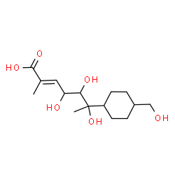 ChemSpider 2D Image | (2E)-4,5,6-Trihydroxy-6-[4-(hydroxymethyl)cyclohexyl]-2-methyl-2-heptenoic acid | C15H26O6