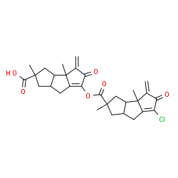 ChemSpider 2D Image | 6-{[(6-Chloro-2,3b-dimethyl-4-methylene-5-oxo-2,3,3a,3b,4,5,7,7a-octahydro-1H-cyclopenta[a]pentalen-2-yl)carbonyl]oxy}-2,3b-dimethyl-4-methylene-5-oxo-2,3,3a,3b,4,5,7,7a-octahydro-1H-cyclopenta[a]pent
alene-2-carboxylic acid | C30H33ClO6