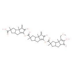 ChemSpider 2D Image | 6-({[6-({[5-Hydroxy-4-(methoxymethyl)-2,3b-dimethyl-6-oxo-2,3,3a,3b,6,6a,7,7a-octahydro-1H-cyclopenta[a]pentalen-2-yl]carbonyl}oxy)-2,3b-dimethyl-4-methylene-5-oxo-2,3,3a,3b,4,5,7,7a-octahydro-1H-cycl
openta[a]pentalen-2-yl]carbonyl}oxy)-2,3b-dimethyl-4-methylene-5-oxo-2,3,3a,3b,4,5,7,7a-octahydro-1H-cyclopenta[a]pentalene-2-carboxylic acid | C46H54O11