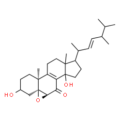 ChemSpider 2D Image | (5beta,6beta,10alpha,13xi,14xi,17xi,20xi,22E,24xi)-3,14-Dihydroxy-5,6-epoxyergosta-8,22-dien-7-one | C28H42O4