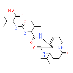 ChemSpider 2D Image | N-[(1-{[(3Z,9Z)-5-Isopropyl-2,7-dioxo-1,6-diazacyclododeca-3,9-dien-8-yl]amino}-3-methyl-1-oxo-2-butanyl)carbamoyl]valine | C24H39N5O6