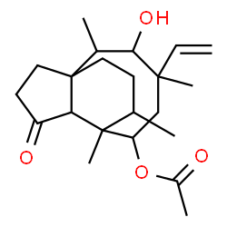 ChemSpider 2D Image | 3-Hydroxy-2,4,7,14-tetramethyl-9-oxo-4-vinyltricyclo[5.4.3.0~1,8~]tetradec-6-yl acetate | C22H34O4