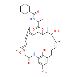 ChemSpider 2D Image | (10Z,16Z)-15,24-Dihydroxy-5,22-dimethoxy-14,16-dimethyl-3-oxo-2-azabicyclo[18.3.1]tetracosa-1(24),6,8,10,16,20,22-heptaen-13-yl N-(cyclohexylcarbonyl)alaninate | C37H52N2O8