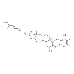 ChemSpider 2D Image | 10-Hydroxy-8-[(4-hydroxy-5,6-dimethyl-2-oxo-2H-pyran-3-yl)methyl]-4,4,7a,11b-tetramethyl-9-methylenetetradecahydronaphtho[2,1-b]oxepin-3-yl (2E,4E,6E)-8-methyl-2,4,6-decatrienoate | C38H54O7