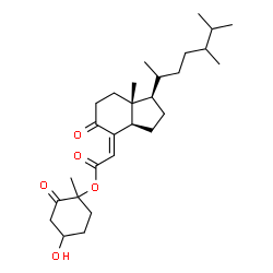 ChemSpider 2D Image | 4-Hydroxy-1-methyl-2-oxocyclohexyl (2Z)-{(1R,3aR,7aR)-1-[(2R)-5,6-dimethyl-2-heptanyl]-7a-methyl-5-oxooctahydro-4H-inden-4-ylidene}acetate | C28H44O5