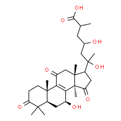 ChemSpider 2D Image | (7beta,17xi,20xi)-7,20,23-Trihydroxy-3,11,15-trioxolanost-8-en-26-oic acid | C30H44O8