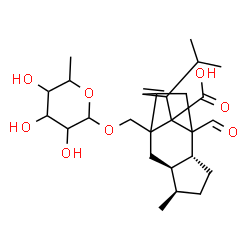 ChemSpider 2D Image | (4R,5R,8R)-2-{[(6-Deoxyhexopyranosyl)oxy]methyl}-9-formyl-13-isopropyl-5-methyltetracyclo[7.4.0.0~2,11~.0~4,8~]tridec-12-ene-1-carboxylic acid | C26H38O8