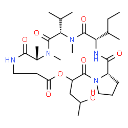 ChemSpider 2D Image | (3S,6S,9S,21aS)-3-[(2R)-2-Butanyl]-16-(2-hydroxypropyl)-6-isopropyl-5,8,9-trimethyldodecahydropyrrolo[1,2-d][1,4,7,10,13,16]oxapentaazacyclononadecine-1,4,7,10,14,17(11H,16H)-hexone | C29H49N5O8