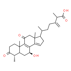 ChemSpider 2D Image | (4alpha,7beta)-7-Hydroxy-4-methyl-3,11-dioxoergosta-8,14,24(28)-trien-26-oic acid | C29H40O5