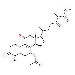ChemSpider 2D Image | Methyl (4alpha,7alpha,10xi,13xi,17xi,20xi)-7-acetoxy-4-methyl-3,11-dioxoergosta-8,24(28)-dien-26-oate | C32H46O6