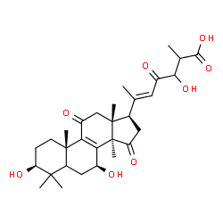 ChemSpider 2D Image | (3beta,5xi,7beta,20E)-3,7,24-Trihydroxy-11,15,23-trioxolanosta-8,20(22)-dien-26-oic acid | C30H42O8