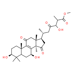 ChemSpider 2D Image | Methyl (3beta,5xi,7beta)-3,7,24-trihydroxy-11,15,23-trioxolanost-8-en-26-oate | C31H46O8