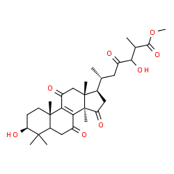 ChemSpider 2D Image | Methyl (3beta,5xi)-3,24-dihydroxy-7,11,15,23-tetraoxolanost-8-en-26-oate | C31H44O8