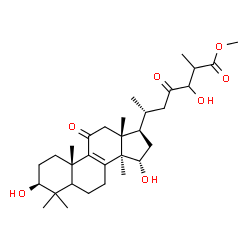 ChemSpider 2D Image | Methyl (3beta,5xi,15alpha)-3,15,24-trihydroxy-11,23-dioxolanost-8-en-26-oate | C31H48O7
