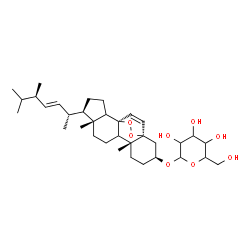 ChemSpider 2D Image | (1R,5R,6R,10R,13S,15R)-5-[(2R,3E,5R)-5,6-Dimethyl-3-hepten-2-yl]-6,10-dimethyl-16,17-dioxapentacyclo[13.2.2.0~1,9~.0~2,6~.0~10,15~]nonadec-18-en-13-yl hexopyranoside | C34H54O8