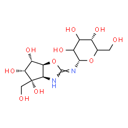 ChemSpider 2D Image | N-[(3aR,4R,5R,6S,6aS)-4,5,6-Trihydroxy-4-(hydroxymethyl)hexahydro-2H-cyclopenta[d][1,3]oxazol-2-ylidene]-alpha-D-glycero-hexopyranosylamine | C13H22N2O10