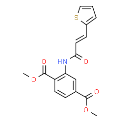 ChemSpider 2D Image | Dimethyl 2-{[(2E)-3-(2-thienyl)-2-propenoyl]amino}terephthalate | C17H15NO5S