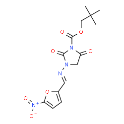 ChemSpider 2D Image | 2,2-Dimethylpropyl 3-{(E)-[(5-nitro-2-furyl)methylene]amino}-2,5-dioxo-1-imidazolidinecarboxylate | C14H16N4O7