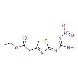 ChemSpider 2D Image | Ethyl {(2Z)-2-[(N'-nitrocarbamimidoyl)imino]-2,5-dihydro-1,3-thiazol-4-yl}acetate | C8H11N5O4S