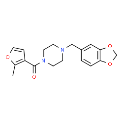 ChemSpider 2D Image | [4-(1,3-Benzodioxol-5-ylmethyl)-1-piperazinyl](2-methyl-3-furyl)methanone | C18H20N2O4