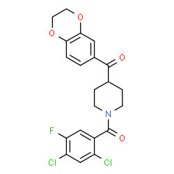 ChemSpider 2D Image | [1-(2,4-Dichloro-5-fluorobenzoyl)-4-piperidinyl](2,3-dihydro-1,4-benzodioxin-6-yl)methanone | C21H18Cl2FNO4