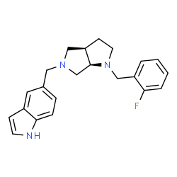 ChemSpider 2D Image | 5-{[(3aR,6aR)-1-(2-Fluorobenzyl)hexahydropyrrolo[3,4-b]pyrrol-5(1H)-yl]methyl}-1H-indole | C22H24FN3