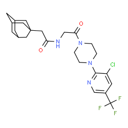 ChemSpider 2D Image | 2-(Adamantan-1-yl)-N-(2-{4-[3-chloro-5-(trifluoromethyl)-2-pyridinyl]-1-piperazinyl}-2-oxoethyl)acetamide | C24H30ClF3N4O2