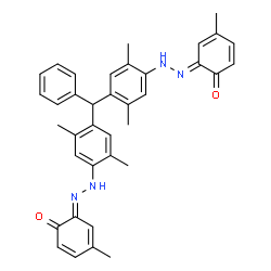 ChemSpider 2D Image | (6E,6'E)-6,6'-{(Phenylmethylene)bis[(2,5-dimethyl-4,1-phenylene)(1E)-2-hydrazinyl-1-ylidene]}bis(4-methyl-2,4-cyclohexadien-1-one) | C37H36N4O2