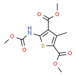 ChemSpider 2D Image | Dimethyl 5-[(methoxycarbonyl)amino]-3-methyl-2,4-thiophenedicarboxylate | C11H13NO6S