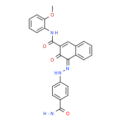 ChemSpider 2D Image | (4Z)-4-[(4-Carbamoylphenyl)hydrazono]-N-(2-methoxyphenyl)-3-oxo-3,4-dihydro-2-naphthalenecarboxamide | C25H20N4O4