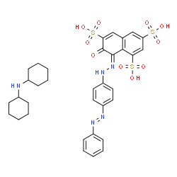 ChemSpider 2D Image | (8Z)-7-Oxo-8-({4-[(E)-phenyldiazenyl]phenyl}hydrazono)-7,8-dihydro-1,3,6-naphthalenetrisulfonic acid - N-cyclohexylcyclohexanamine (1:1) | C34H39N5O10S3